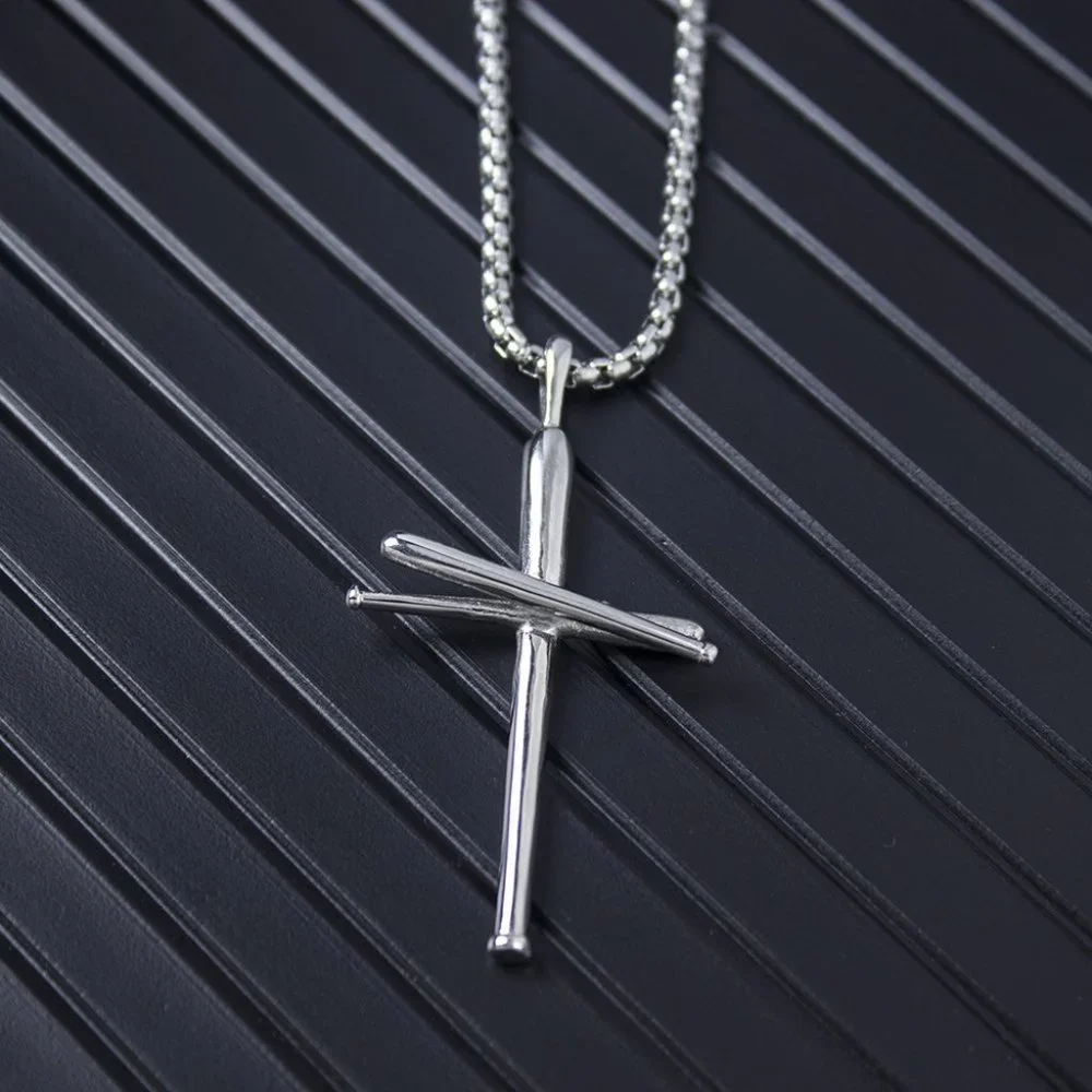 ❤️Punk rivet nail cross couple pendant necklace for women/men, N90201P218